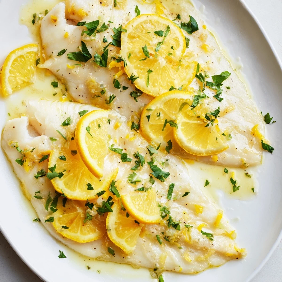 A close-up view of tender tilapia with lemon butter sauce for a simple weeknight dinner.  