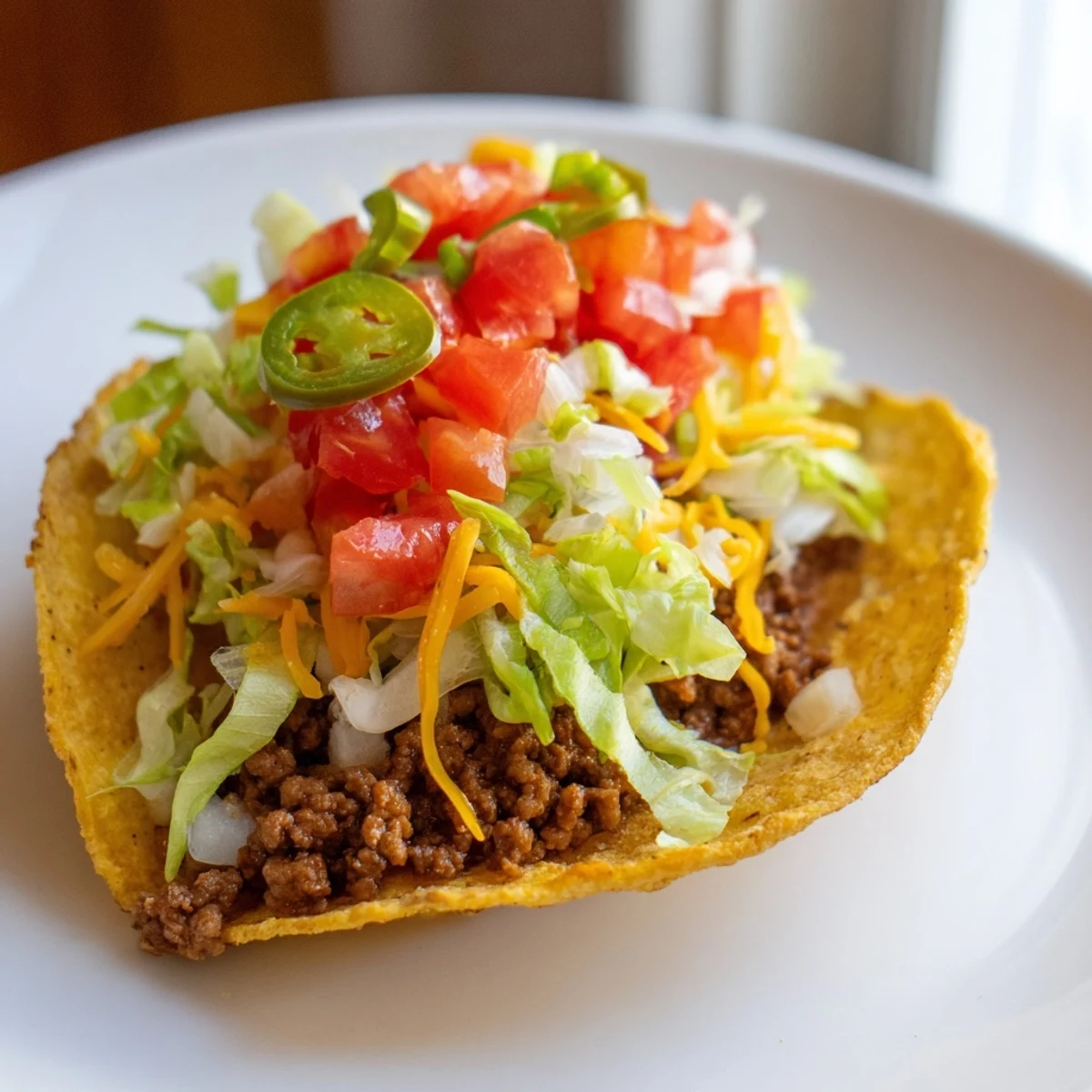 Sizzling skillet of seasoned ground beef for Beef Tacos with Hard Shells alongside warm shells and colorful toppings.