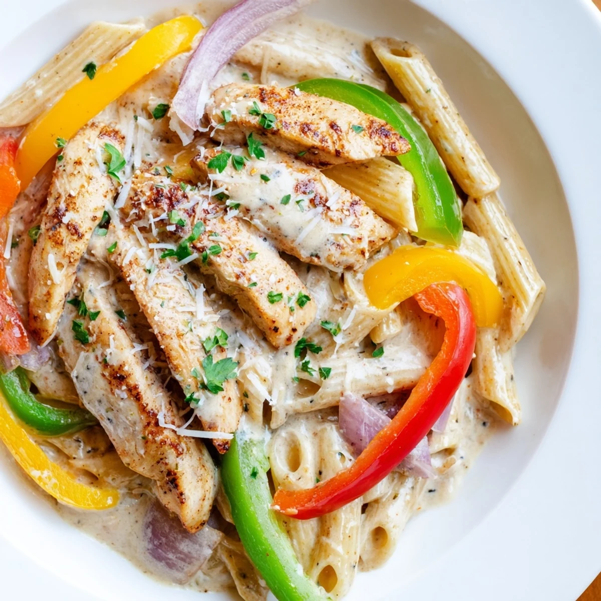 Savory Cajun Chicken Pasta with Peppers steaming in a creamy sauce, ready for a weeknight dinner.