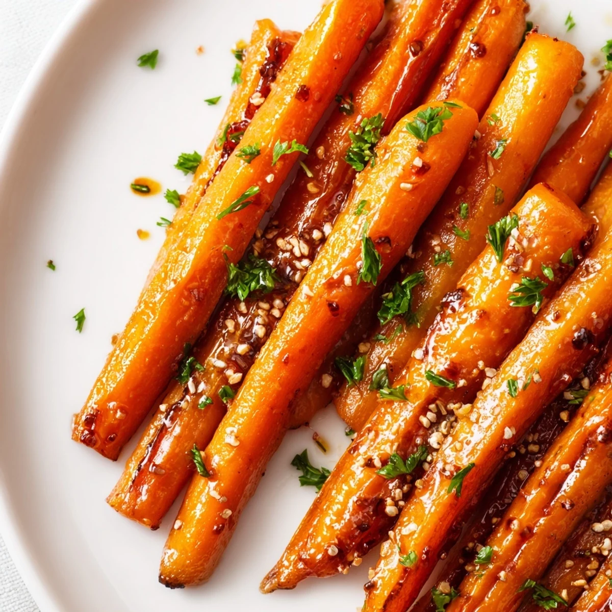 Tender roasted carrots with maple and cumin glaze fresh from the oven, steam rising from the caramelized edges.