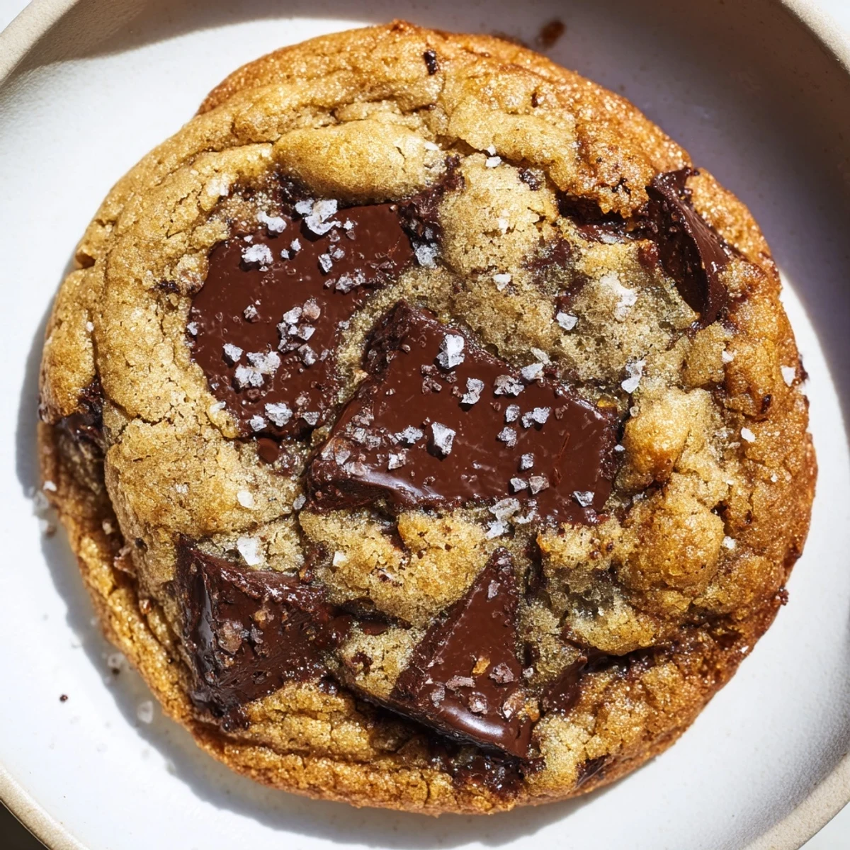 Freshly baked Miso Chocolate Chip Cookies stacked on a wooden board, showing melted chocolate chips and chewy edges.