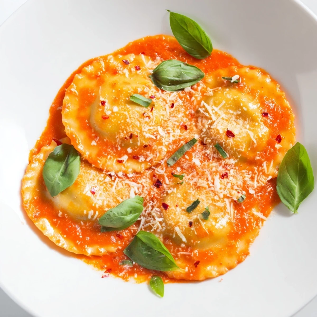 Comforting bowl of 20-Minute Ravioli with Simple Sauce on a rustic table, ready to eat with a side salad nearby.