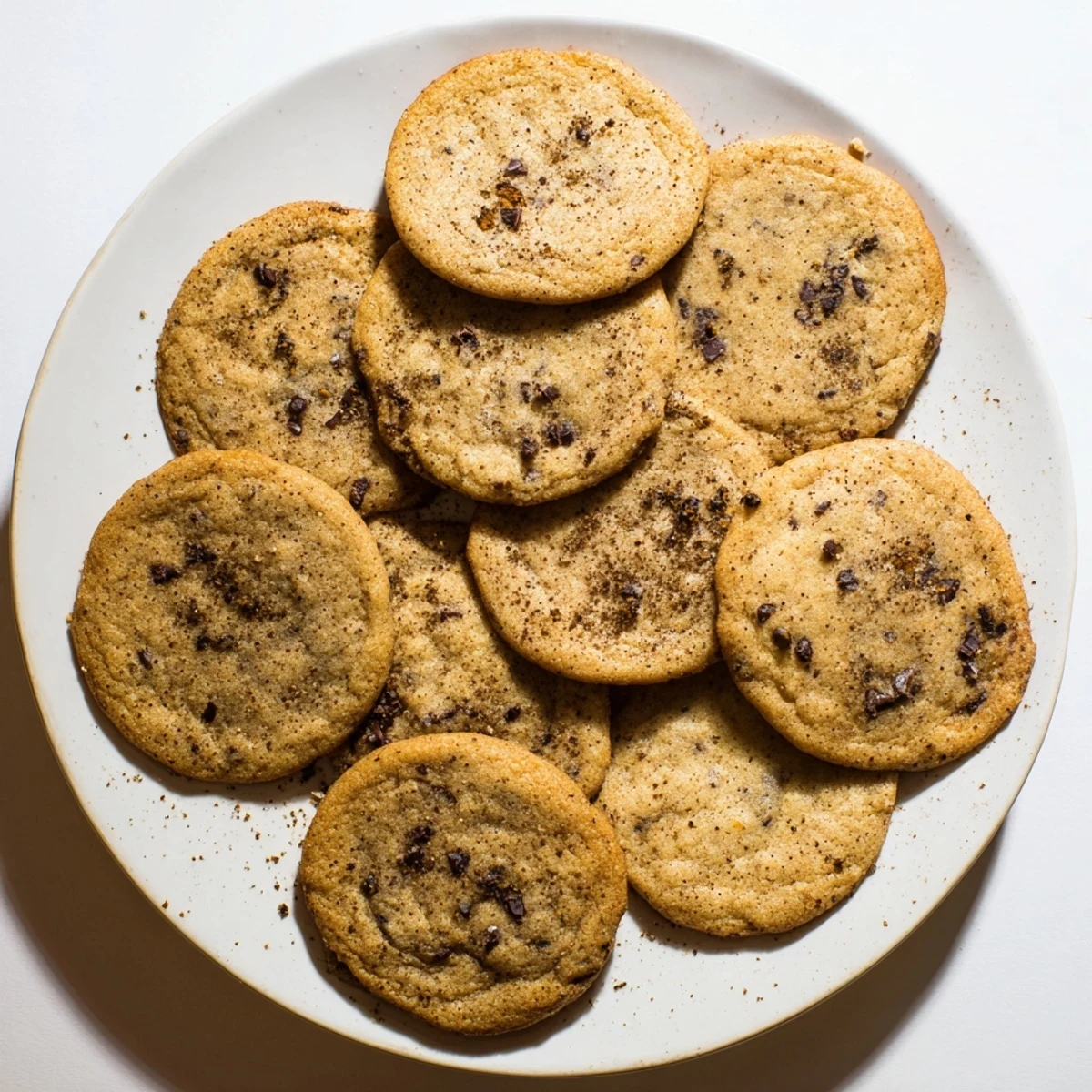 Freshly baked Chai Spiced Chocolate Chip Cookies with melty chocolate on a rustic wooden board, perfect for a cozy afternoon snack.