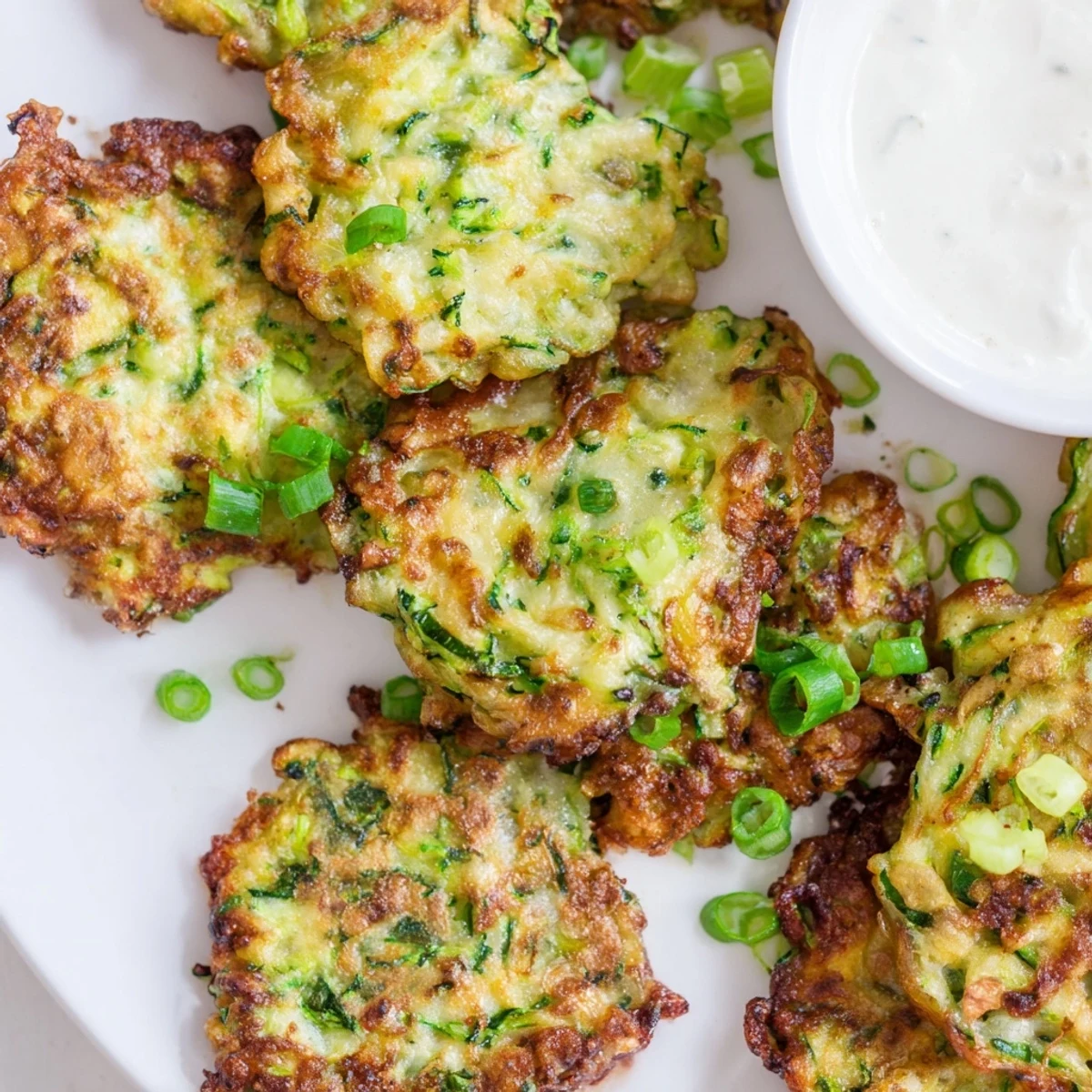 These crunchy Mediterranean zucchini fritters are served hot as a perfect vegetarian appetizer or snack.