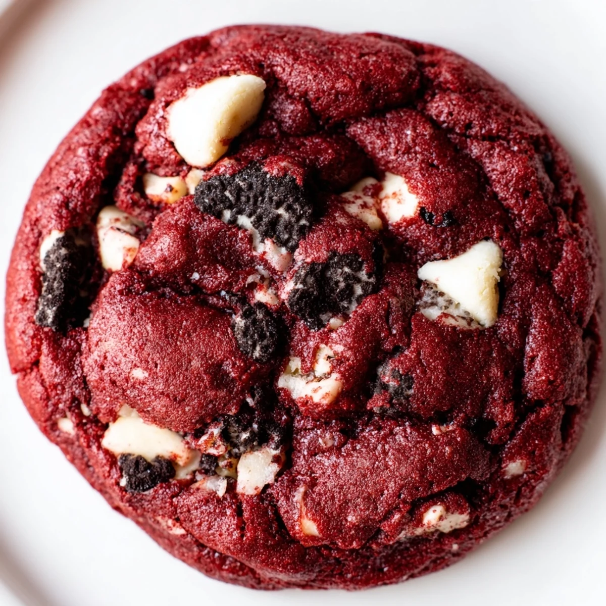Chewy red velvet Oreo cookies loaded with cookie chunks and white chocolate morsels