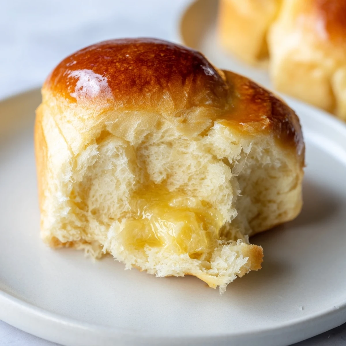 Golden brown Buttery Bliss Brioche Rolls arranged in a baking pan, brushed with egg wash for a shiny finish