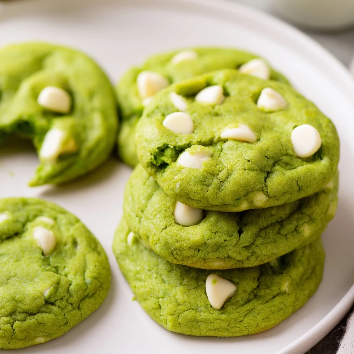 Festive green velvet cookies with vibrant color and white chocolate chunks ready for holiday dessert trays