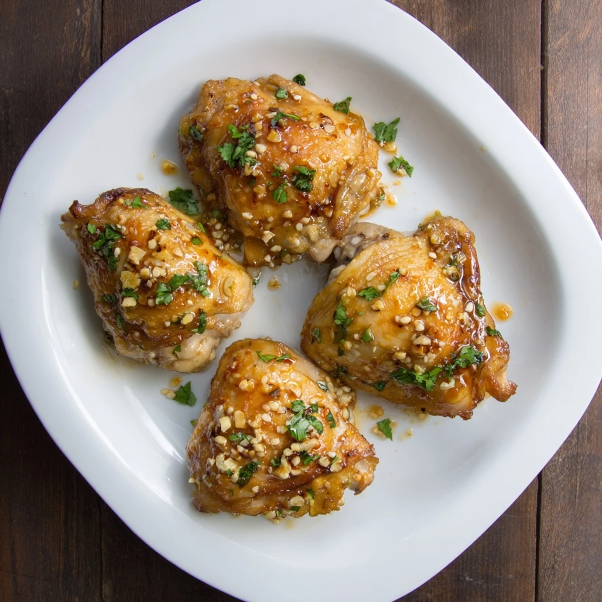 Juicy sweet chili air fryer chicken thighs displaying caramelized edges and vibrant red coating on a cutting board
