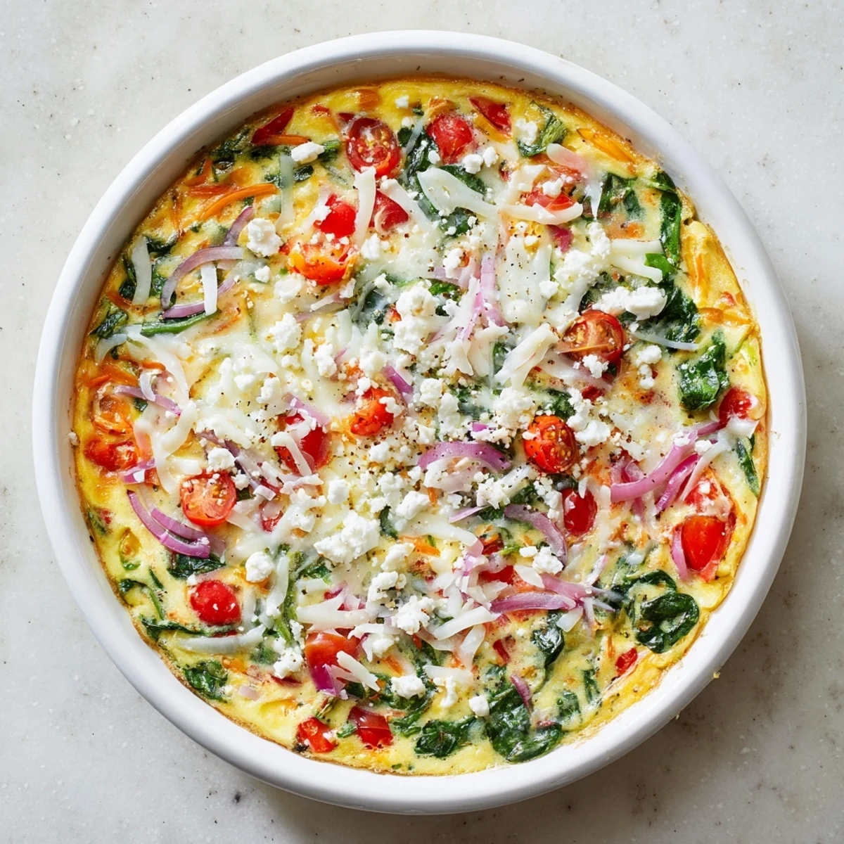 Fluffy protein-packed healthy crustless quiche baked until golden and garnished with fresh herbs