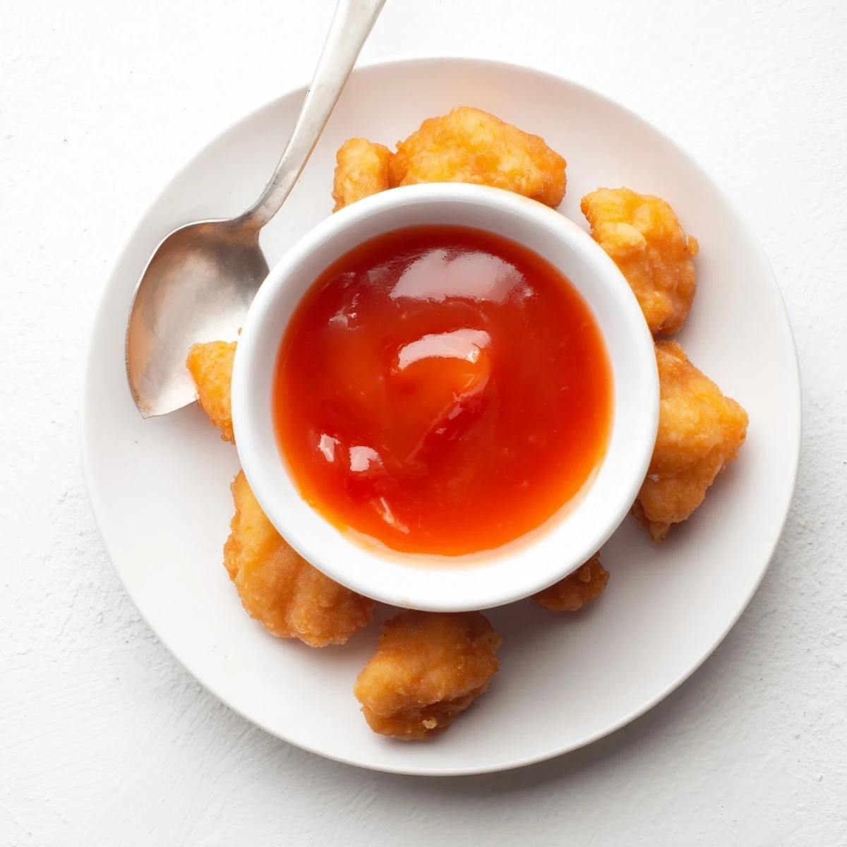 Homemade McDonald's sweet and sour sauce displayed in ramekin beside french fries