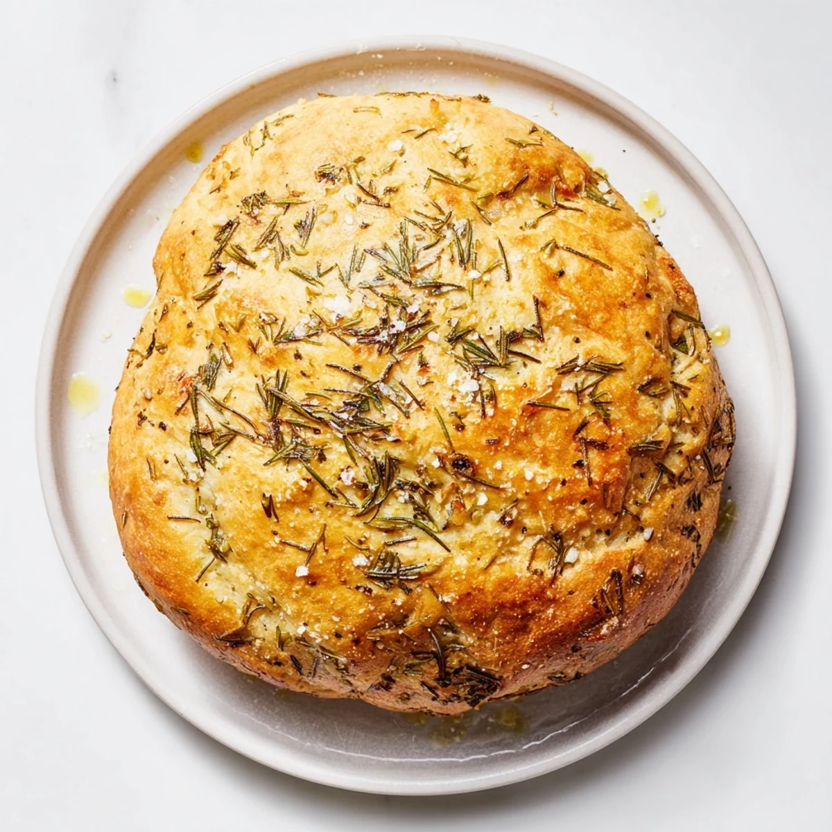 Cast iron skillet bread with golden crust and fragrant rosemary garlic infusion