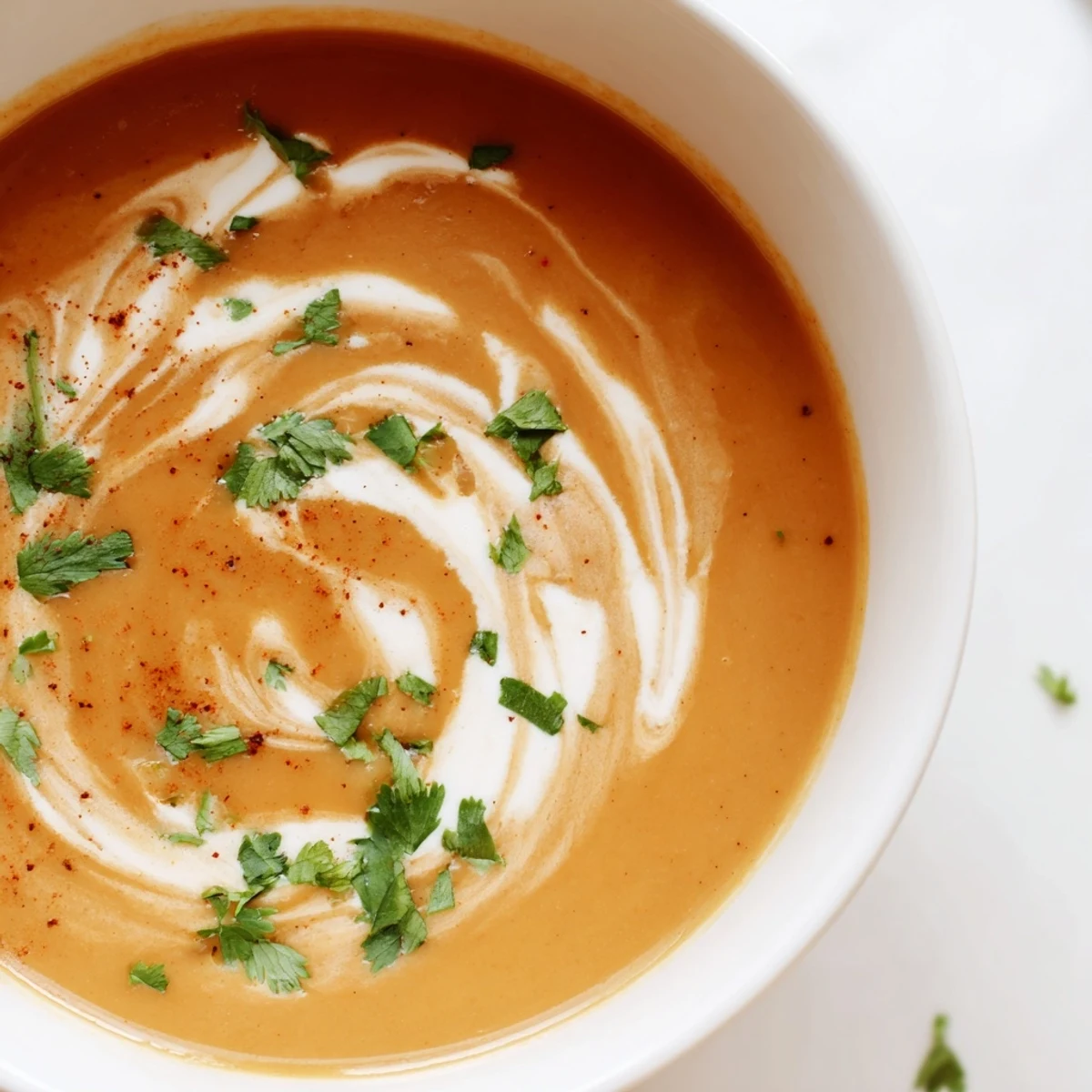 Golden spicy apple soup recipe steaming hot with cinnamon and coconut milk pureed to silky perfection