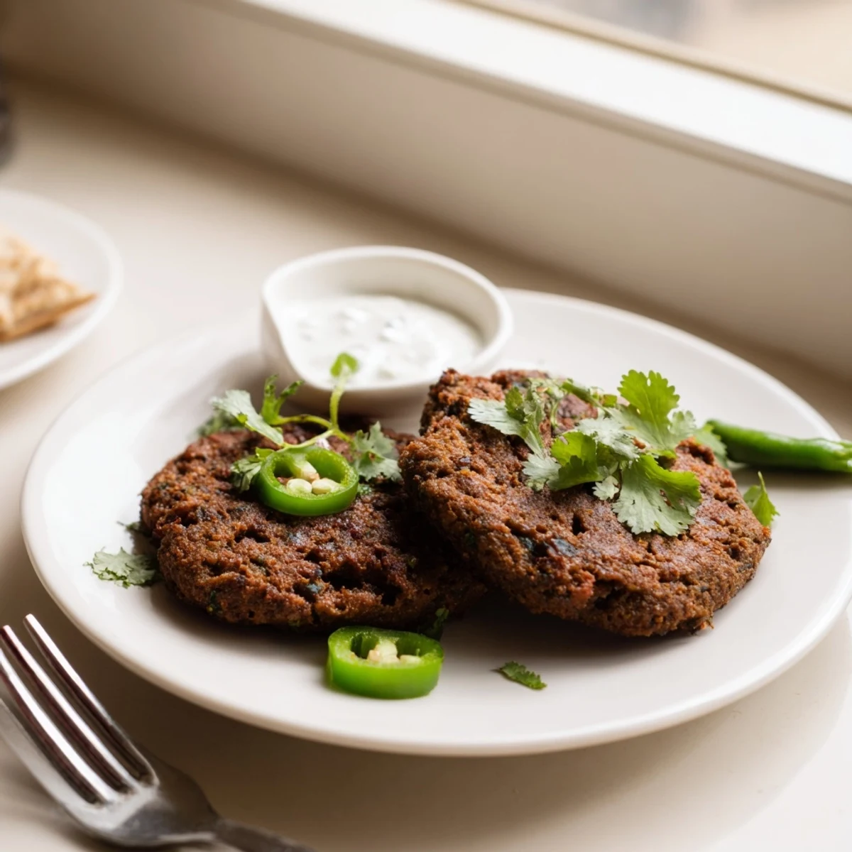 Crispy golden Pakistani Chapli Kabab sizzling in a cast iron skillet with fragrant spices