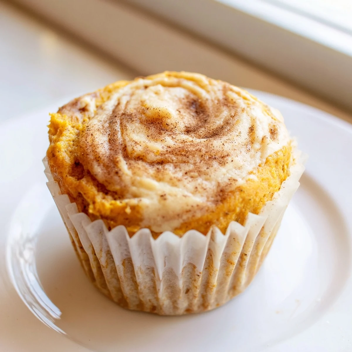 Golden chai pumpkin cheesecake muffins with swirled spiced cream cheese filling