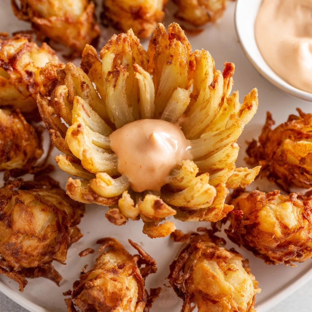 Golden Crispy Mini Bloomin Onions Recipe piled high, petals cracking with crunch.