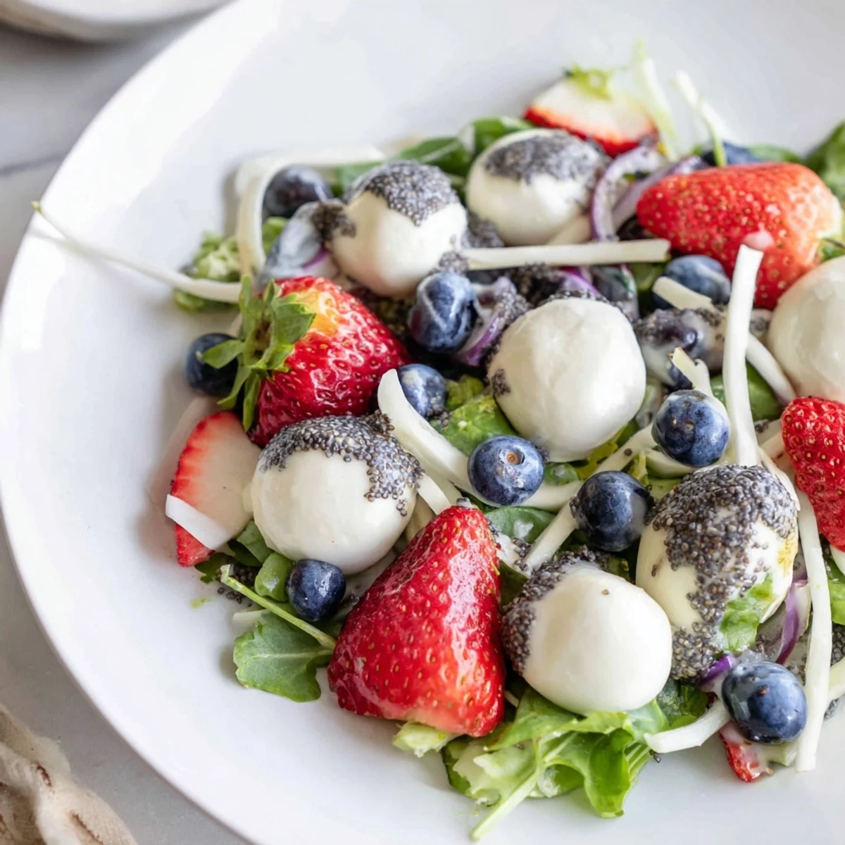 Bright 4th Of July Salad tossed lightly, perfect alongside iced tea