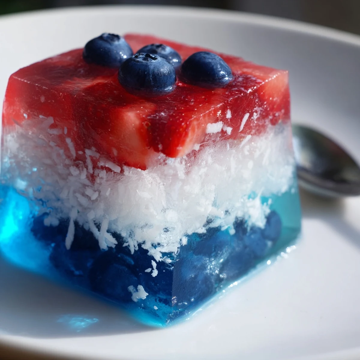 Bright layered cubes of fruit and coconut, Red White And Blue Ice Cubes Recipe.