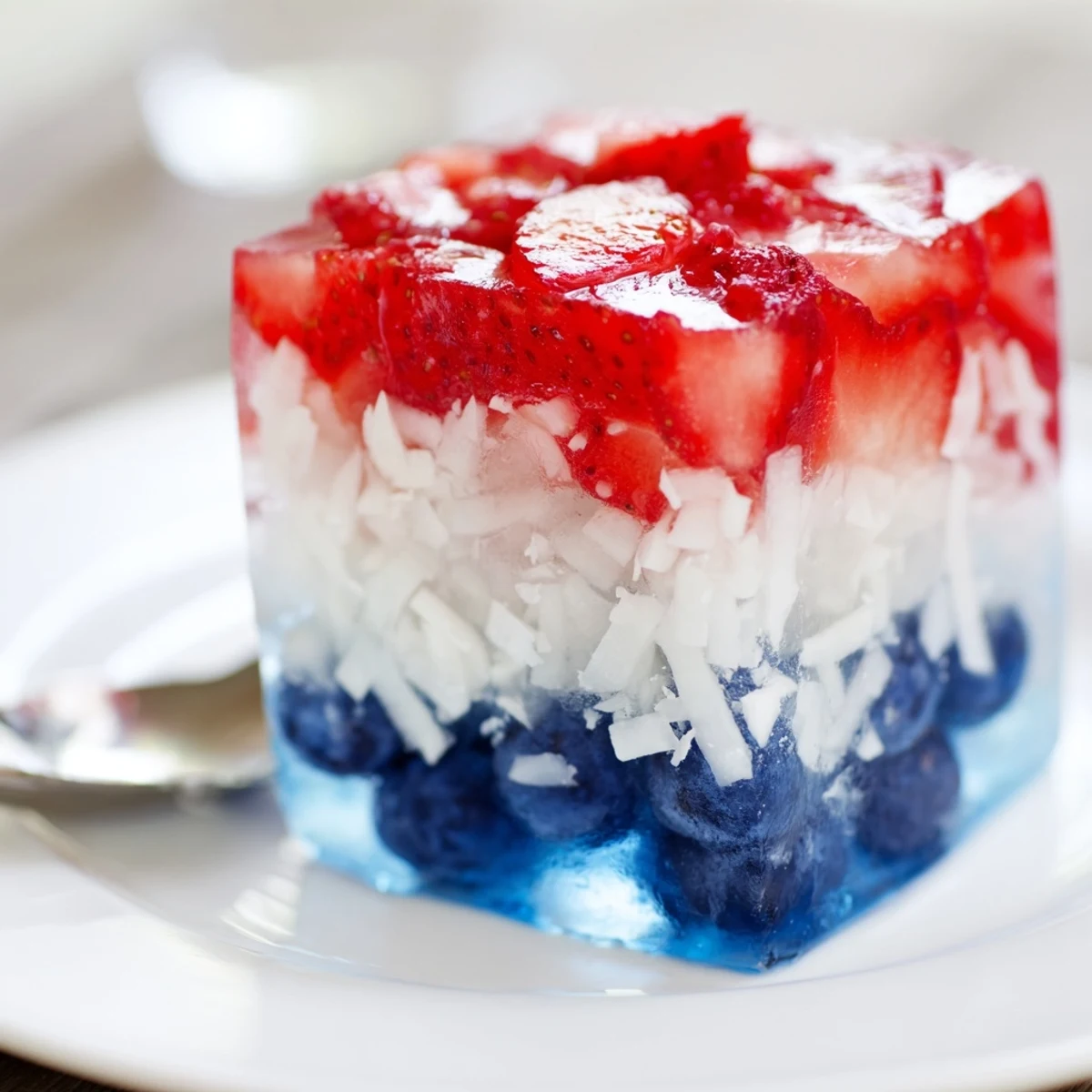 Red White And Blue Ice Cubes Recipe set in tray, icy sparkle and color.