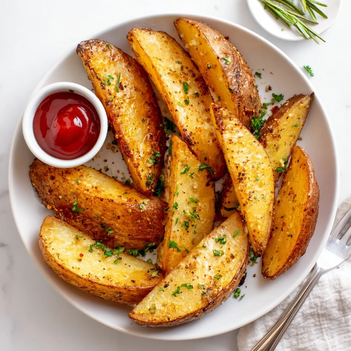 Hot freshly baked Potato Wedges turned golden, ready with aioli dip
