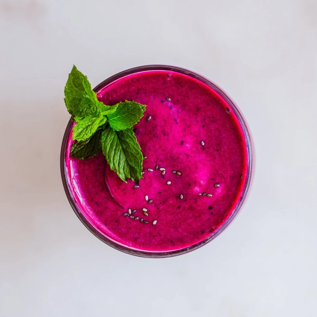 Creamy Beet Smoothie blender shot showing strawberries, banana, and yogurt whirling together