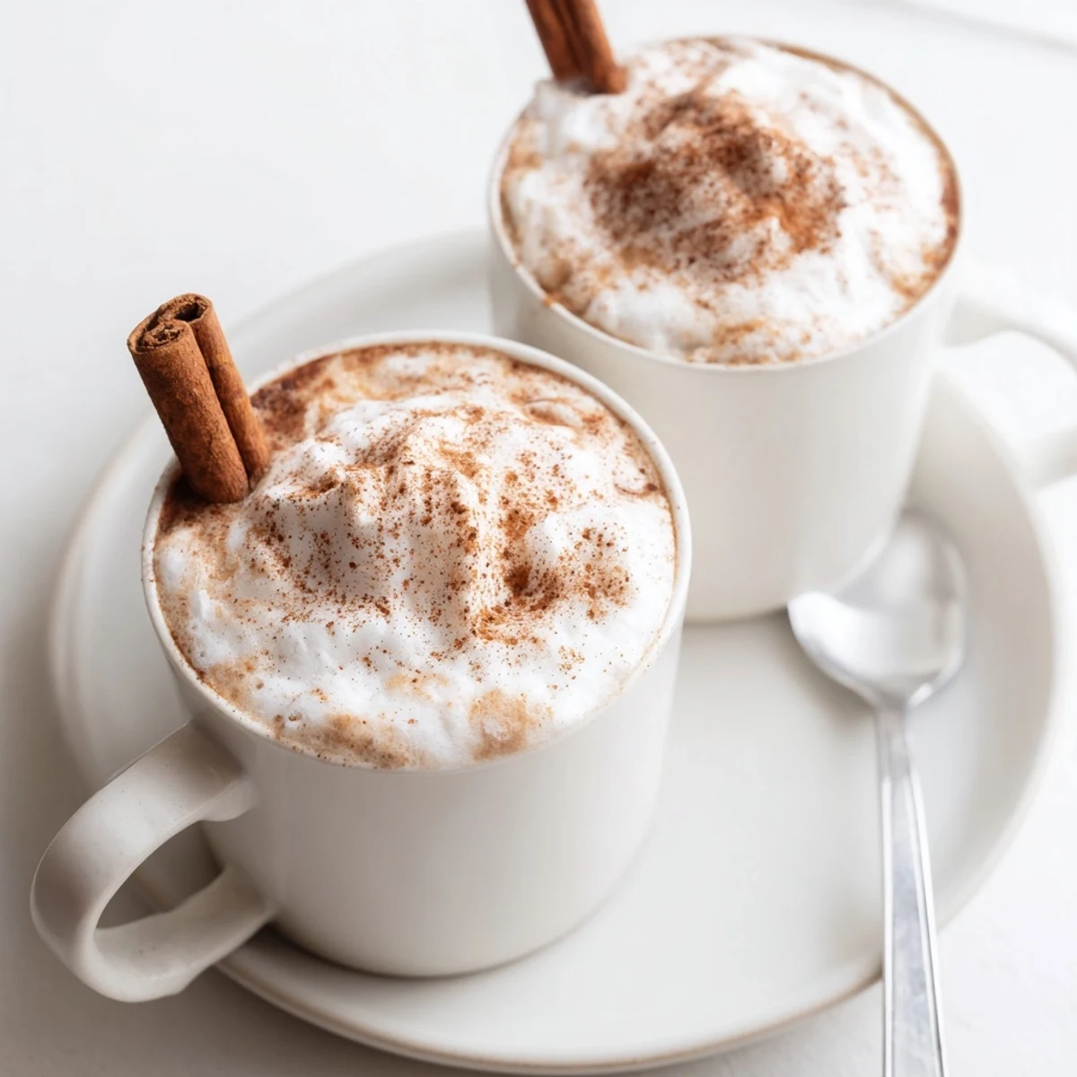 Two Cozy Winter Lattes paired with gingerbread cookies, maple steam rising.