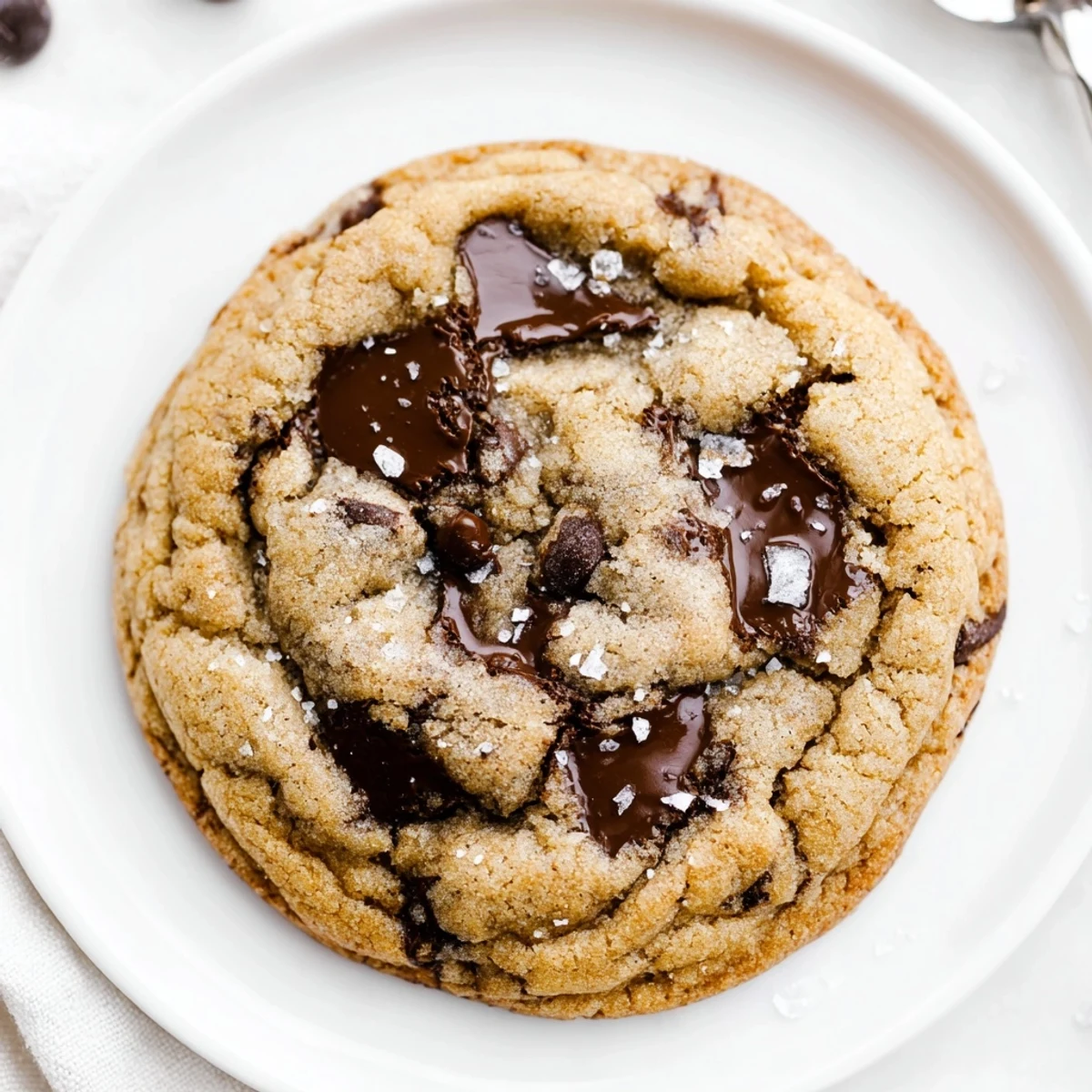 Fresh-baked Chocolate Chip Cookies cooling on wire rack, chocolate melting slightly