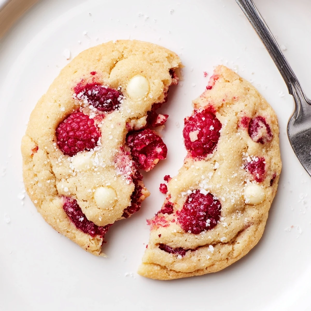 Chewy Lemon Raspberry Cookies piled on parchment, glossy raspberries and lemon zest