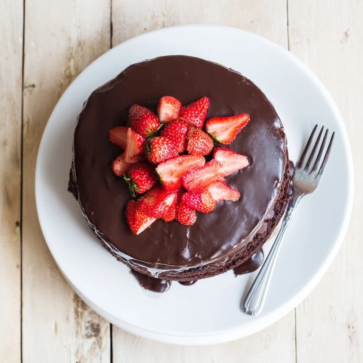 Slice of strawberry chocolate cake showcasing tender layers with whipped cream and berries