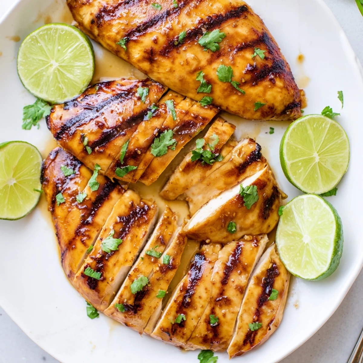 Juicy honey lime chicken sliced open showing tender meat drizzled with sweet citrus glaze
