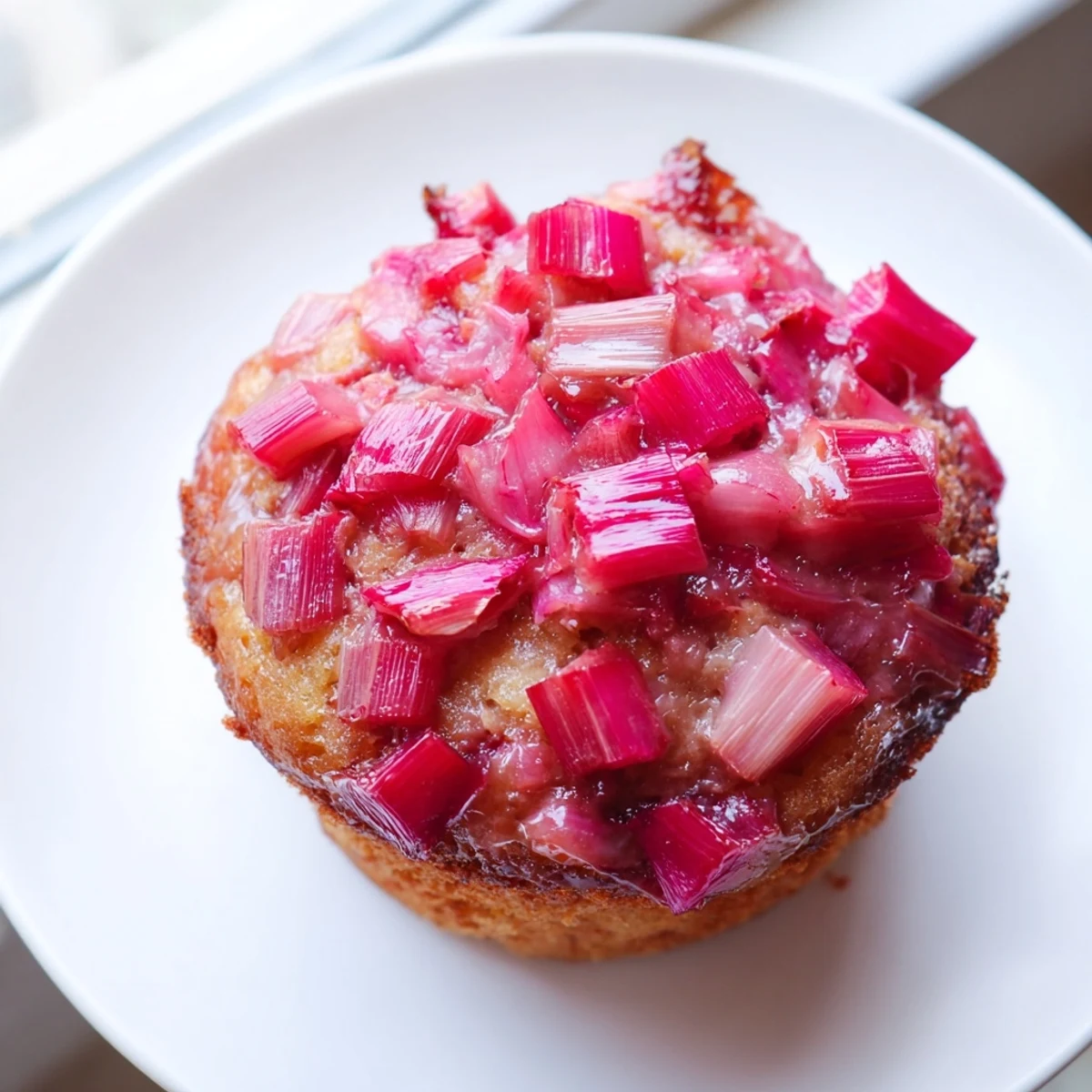 Upside Down Rhubarb Muffins