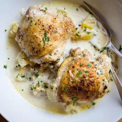Creamy Oven Baked Chicken Thighs